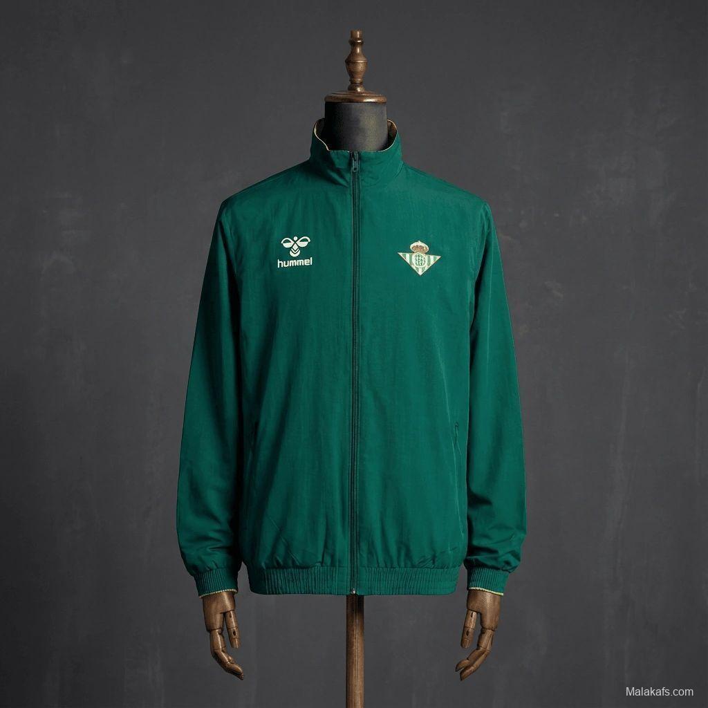 2026 Real Betis Green And Yellow  Reversible Full Zipper Jacket