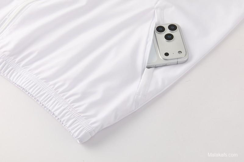 2026 Italy White Hoodie Full Zipper Windbreaker + Long Pants