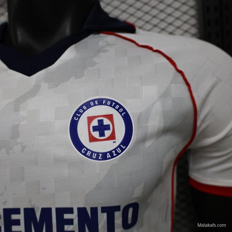 25/26 Player Version Cruz Azul White with Faint Grey Pattern Jersey