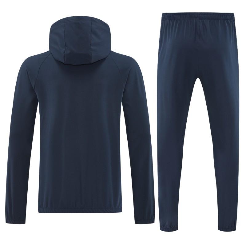 26/27 Nike Navy Blue With Yellow logo Full Zipper Hooded Jacket Tracksuit + Long Pants