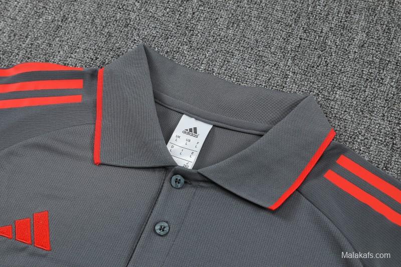 26/27 Bayern Munich  Grey  Polo Training Shirt + Long Pants Tracksuit