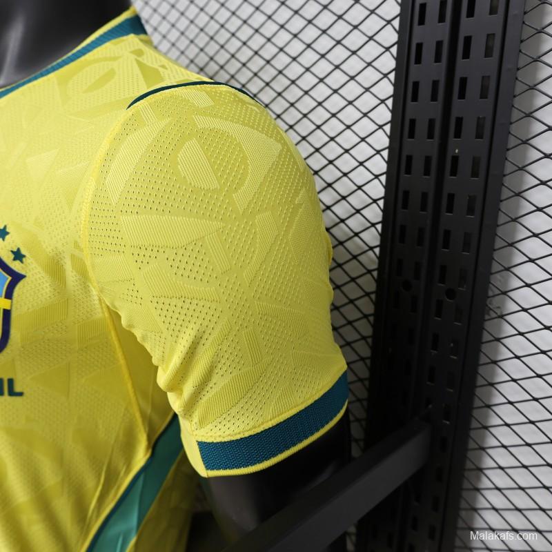 Player Version 2026 Brazil Yellow  Geometric Pattern Home Jersey
