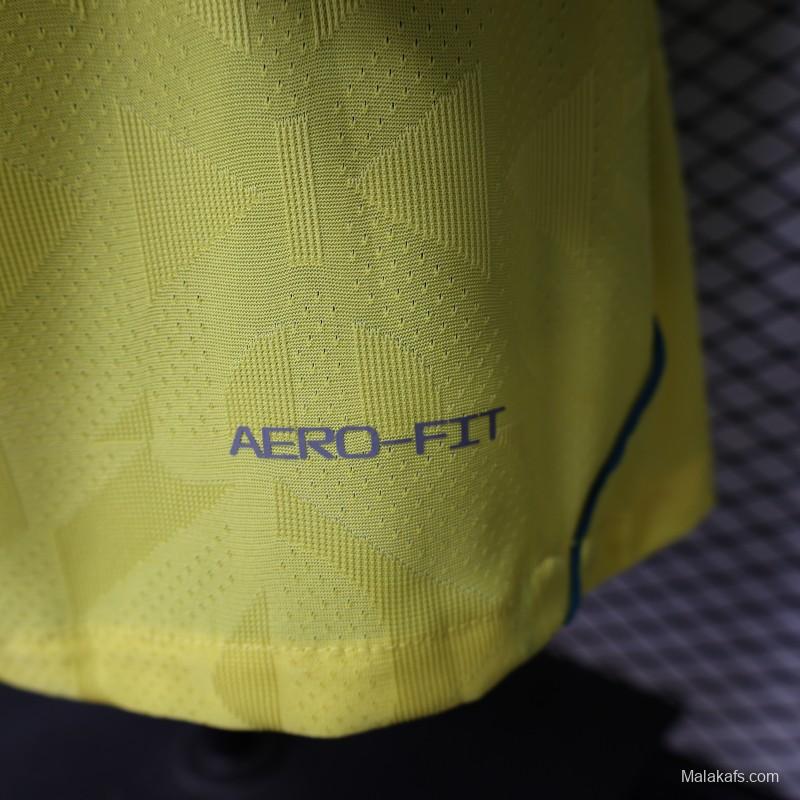 Player Version 2026 Brazil  Yellow with Geometric Pattern Home Long Sleeve Jersey