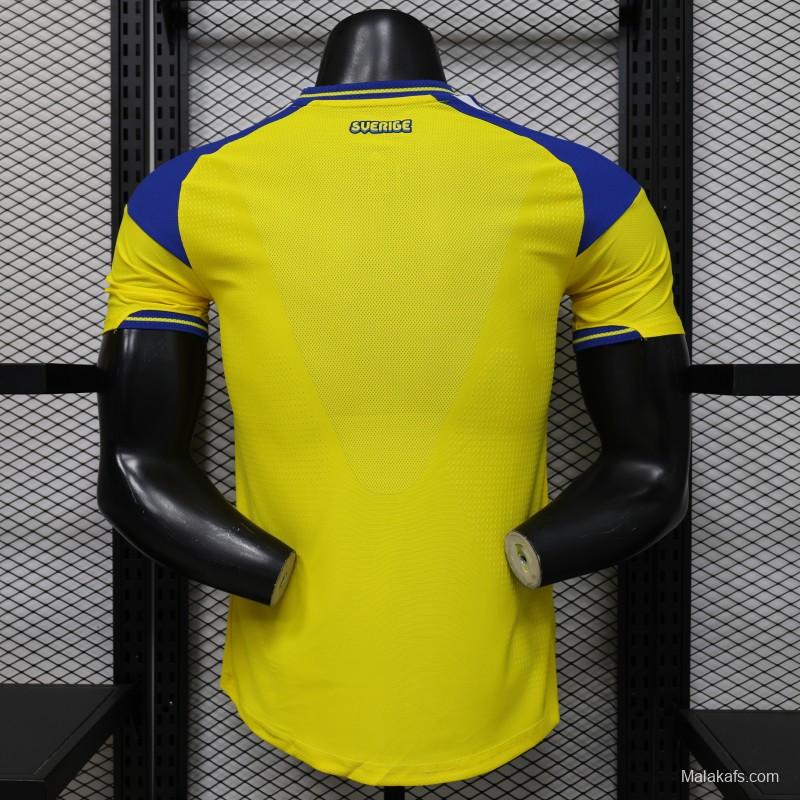 Player Version 2026 Sweden Yellow with Blue Panel Home Jersey
