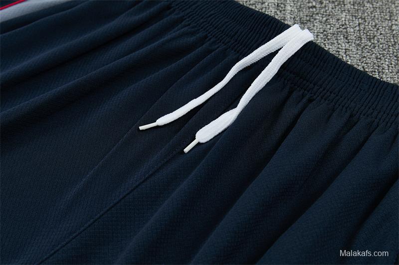 2026 England Grey Short Sleeve+ Navy Blue Soccer Shorts