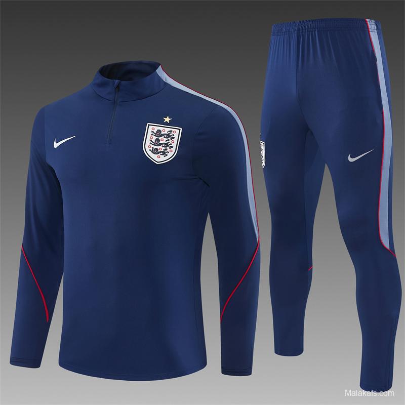 2026 England Navy Blue  Half Zipper Jacket Tracksuit + Long Pants (Nike)