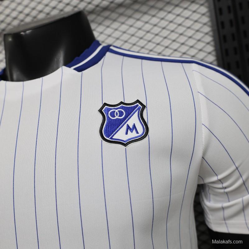 Player Version 26/27 Millonarios FC White & Navy Blue Pinstripe Retro Special Edition Home Jersey