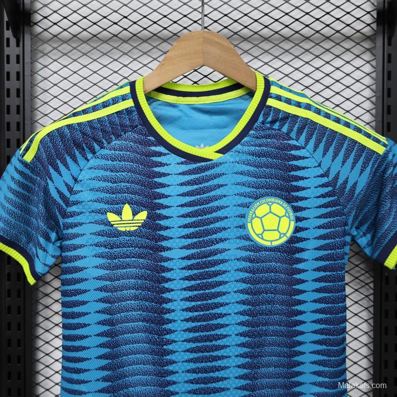 Player Version 2026 Womens Colombia Away Blue with Wave Diamond Pattern Jersey