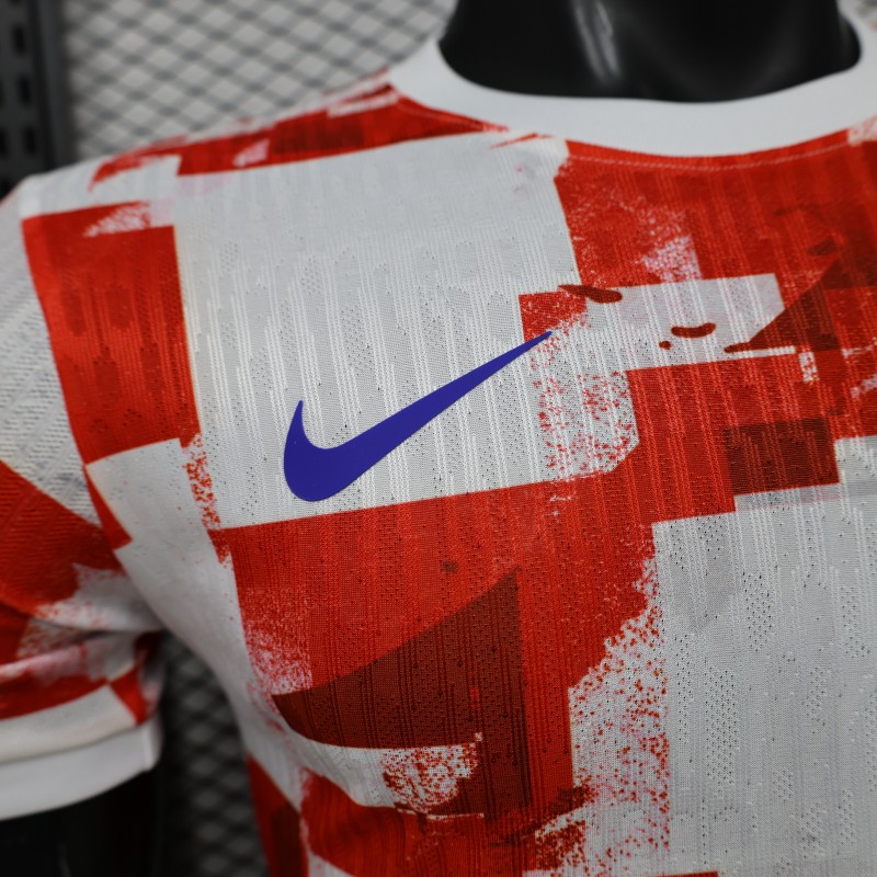 Player Version 2026 Croatia Home Red White with Checkerboard Pattern Jersey