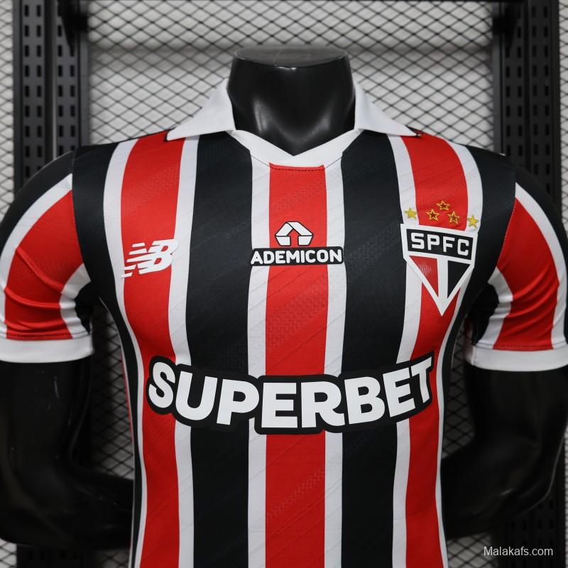 Player Version 26/27 São Paulo FC Away Red & Black Stripe  With White Collar Jersey