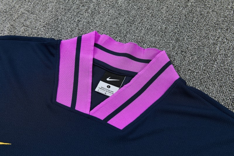 26/27 FC Barcelona Navy Blue with Purple  Short Sleeve Tracksuit + Long Pants