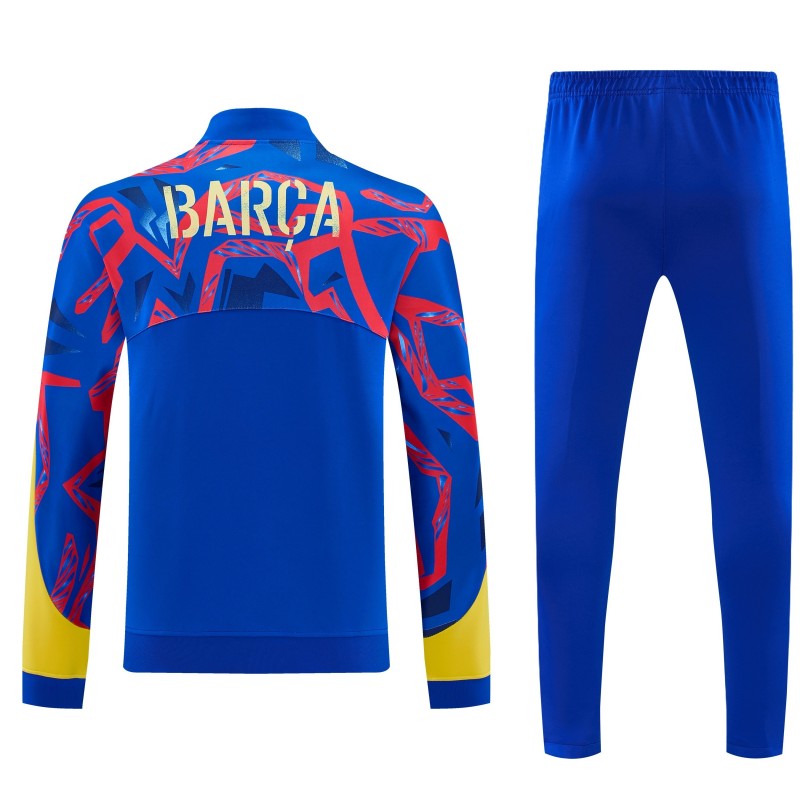 26/27 FC Barcelona Blue with Red  Full Zipper Jacket Tracksuit + Long Pants