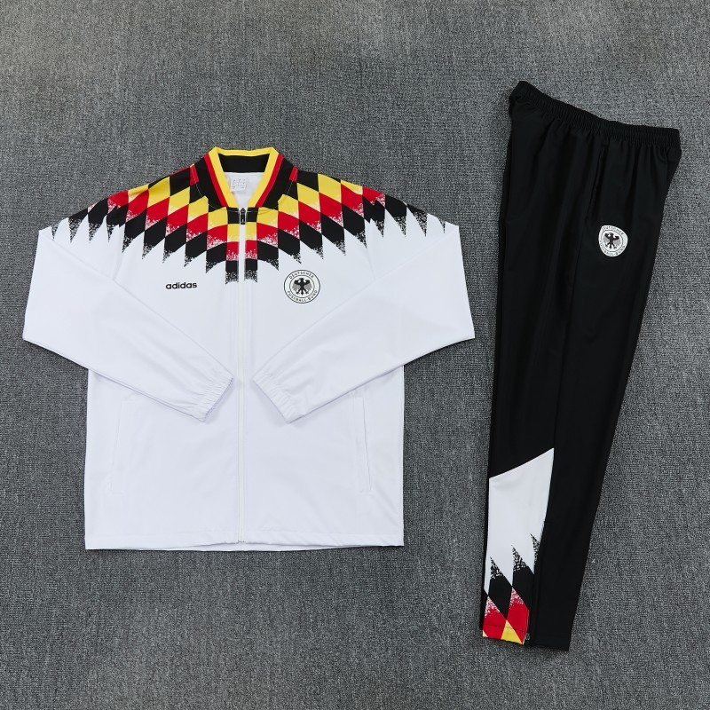 2026 Germany  White  Full Zipper Jacket Tracksuit + Black Long Pants