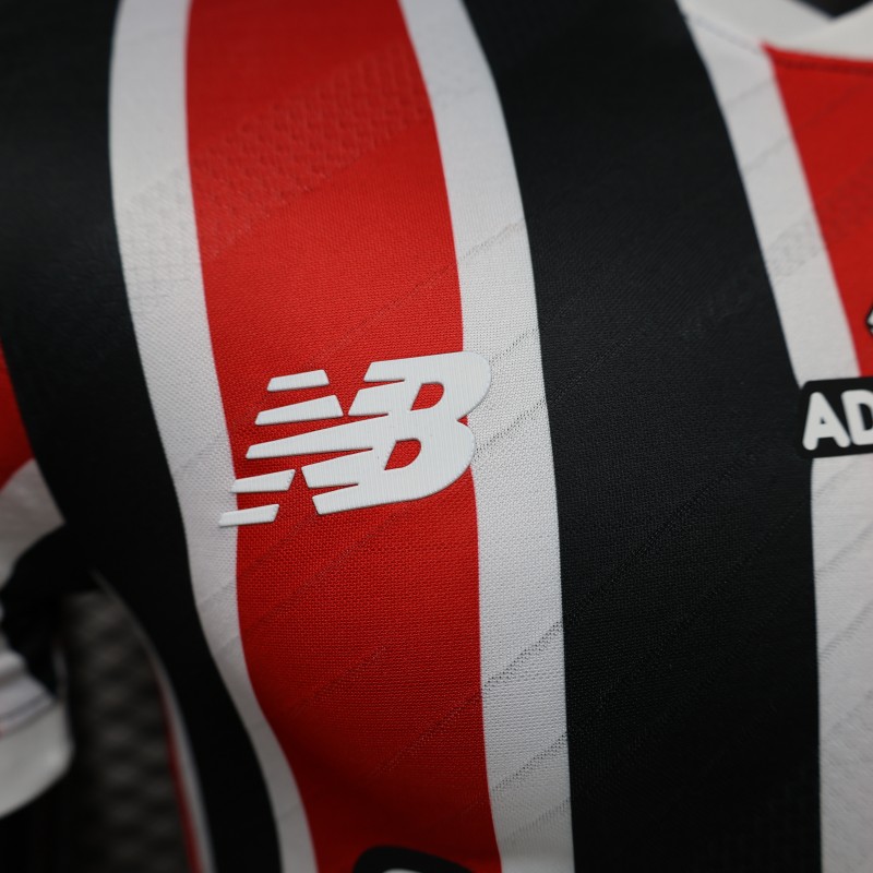 Player Version 26/27 São Paulo FC Away Red & Black Stripe  With White Collar Jersey
