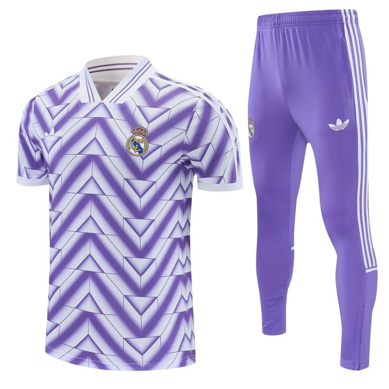 26/27 Real Madrid Purple Short Sleeve Tracksuit + Long Pants