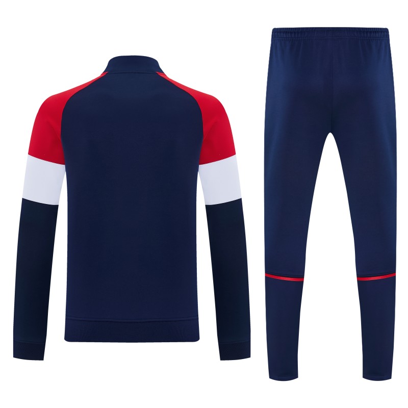26/27 Bayern Munich Navy Blue & Red & White Full Zipper Jacket Tracksuit + Long Pants
