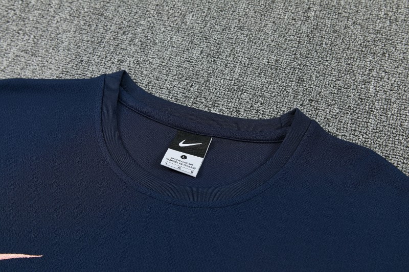 26/27 Barcelona Navy Blue Short  Sleeve Tracksuit + Long Pants
