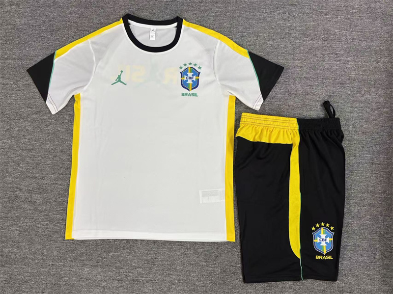 26/27 Kids Brazil Away White Short Sleeve + Soccer Shorts