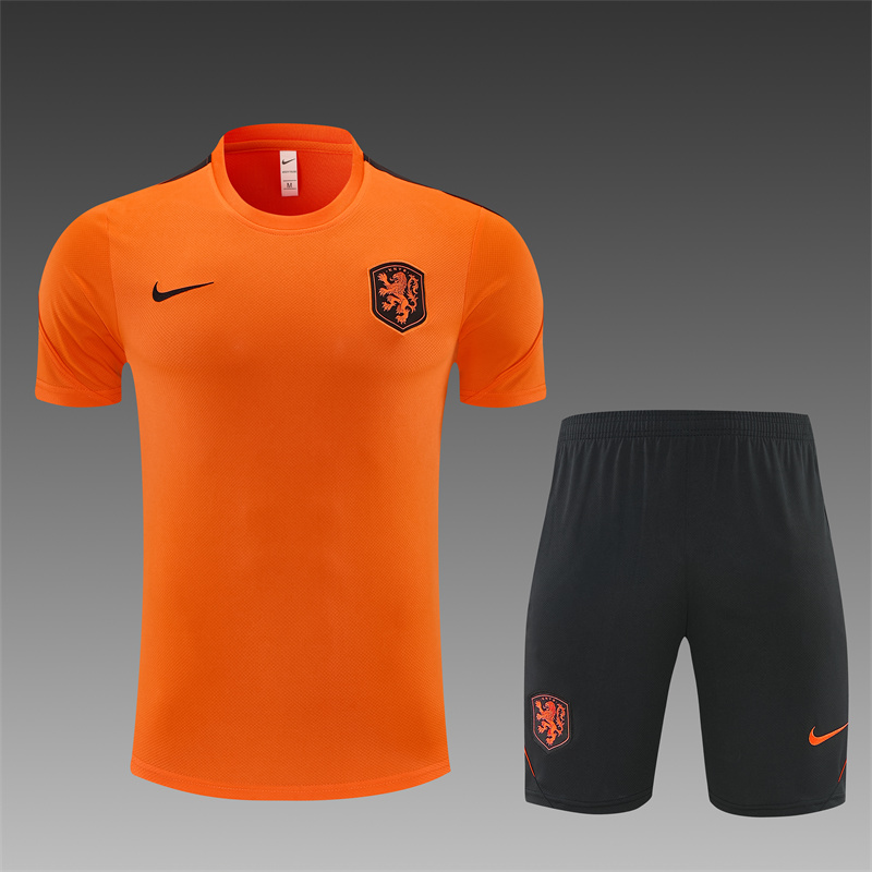 26/27 Netherlands Home Orange Short Sleeve + Soccer Shorts