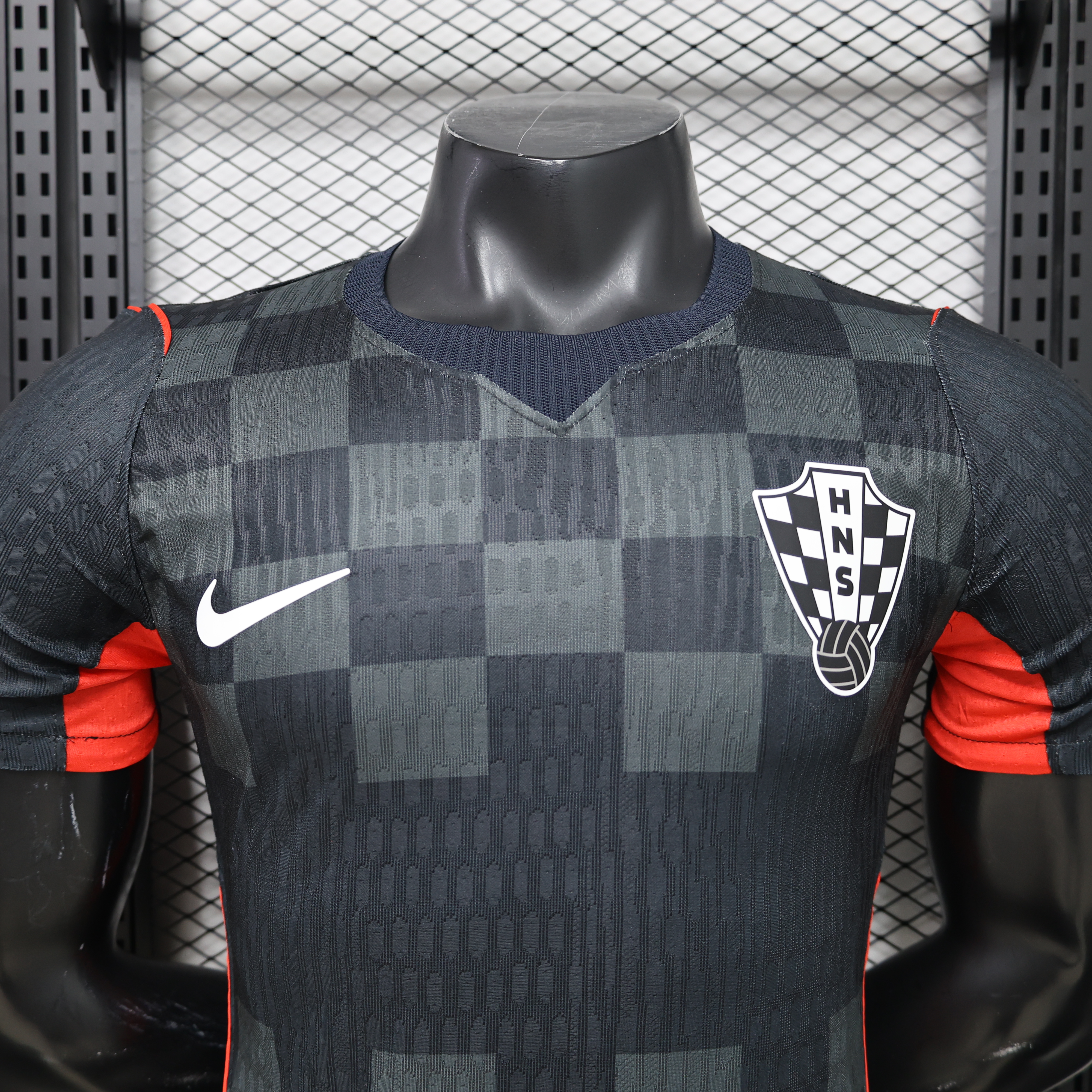 Player Version 2026 Croatia Dark Black with Dark Checkered Pattern Jersey