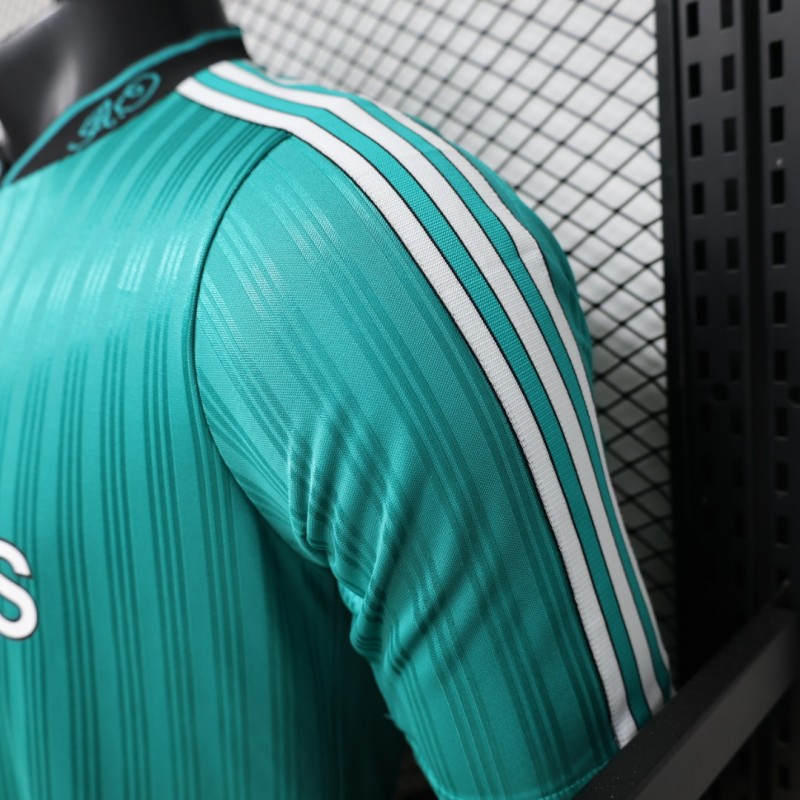 Player Version 2026  Adidas Originals Retro Style Teal Green Stripe Football Jersey