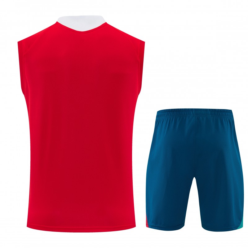 26/27 Portugal Red & Navy Blue Sleeveless Training Vest +Shorts Set