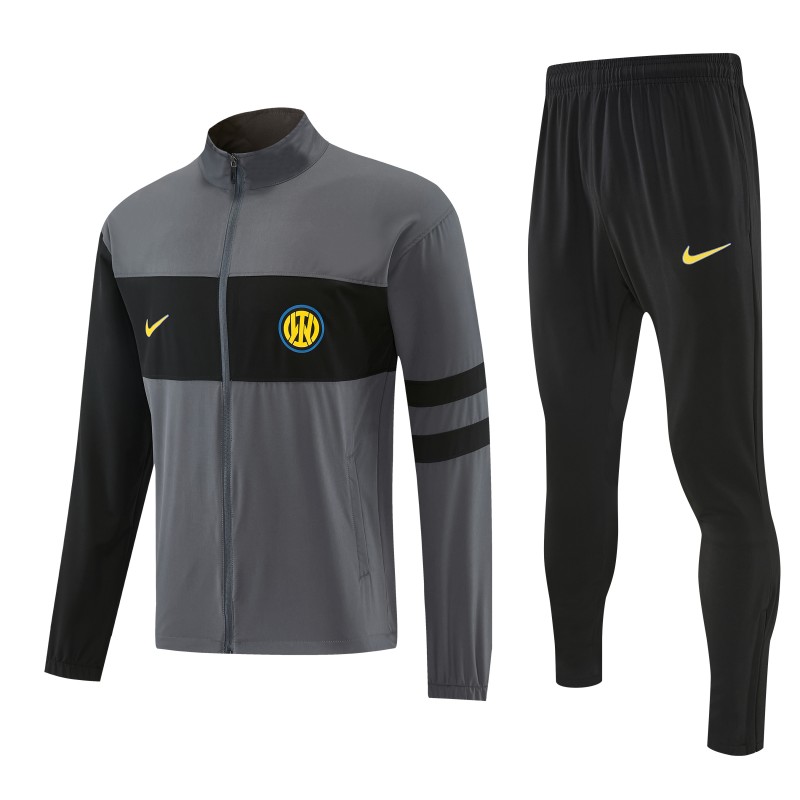 26/27 Inter Milan Grey & Black Full Zipper Jacket Tracksuit + Long Pants