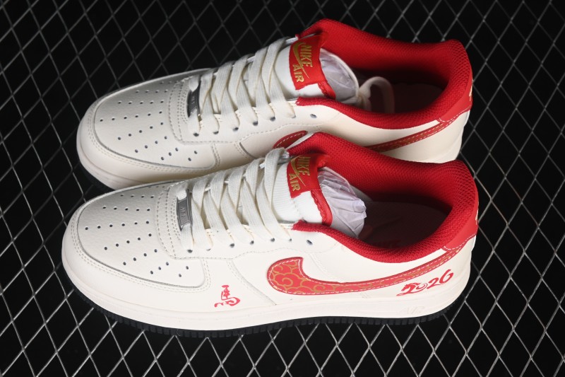 Nike Air Force 1 '07 Low Year of the Horse Limited Edition Red Swoosh Casual Sneakers - MZ9588-820