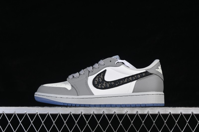 Dior x Air Jordan 1 Low AJ1 Collaboration Grey White Basketball Sneakers - CN8608-002