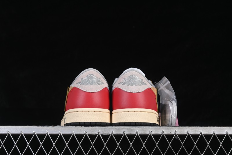 Nike Travis Scott x Air Jordan 1 Low OG Retro Sneakers with Reverse Swoosh Design - XZ6868-005