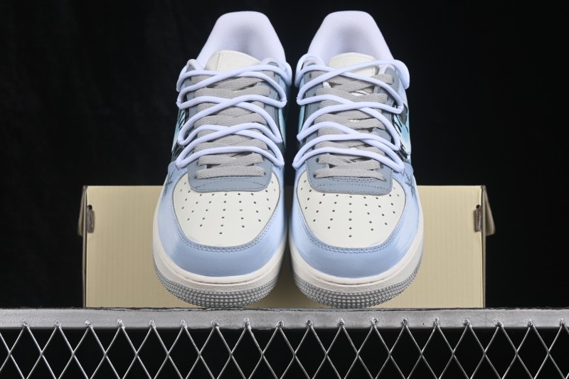 Nike Air Force 1 '07 Low Icefield Snowfall Hand-Painted Sneakers with Frosted Snowflake Design - DO7417-199