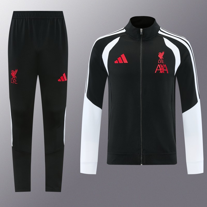 26/27  Liverpool FC  Black Full Zipper Jacket Tracksuit + Long Pants