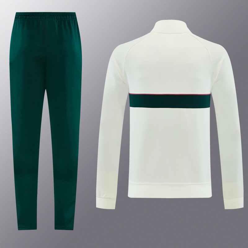 26/27 Real Madrid CF White Full Zipper Jacket Tracksuit + Green Long Pants