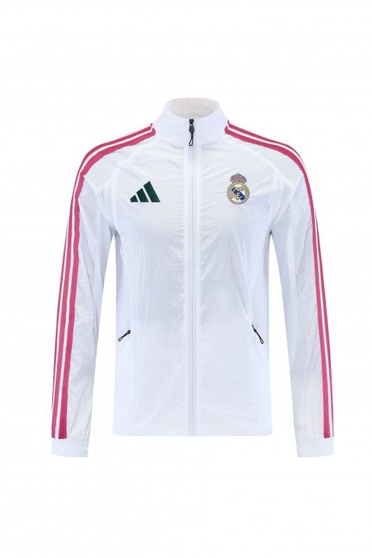 26/27 Real Madrid CF  White Full Zipper  Windbreaker Jacket