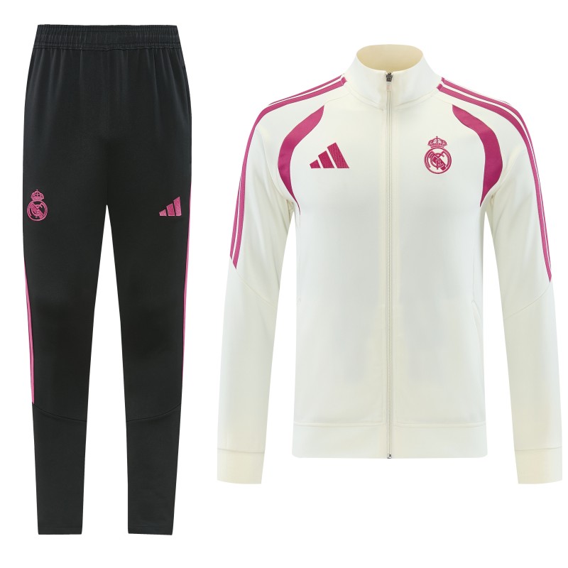 26/27 Real Madrid CF  White Full Zipper Jacket Tracksuit + Long Pants