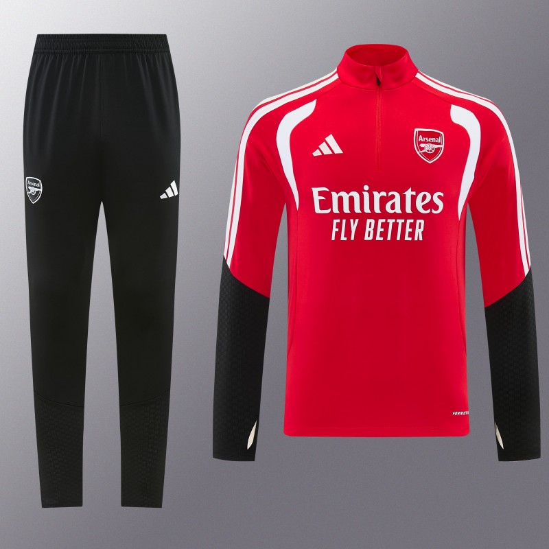 26/27 Arsenal Red Half Zipper Jacket Tracksuit + Long Pants