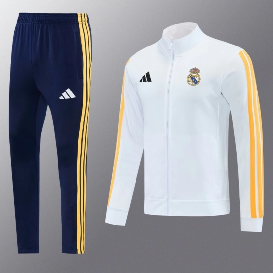 26/27 Real Madrid  White Full Zipper  Jacket Tracksuit + Long Pants