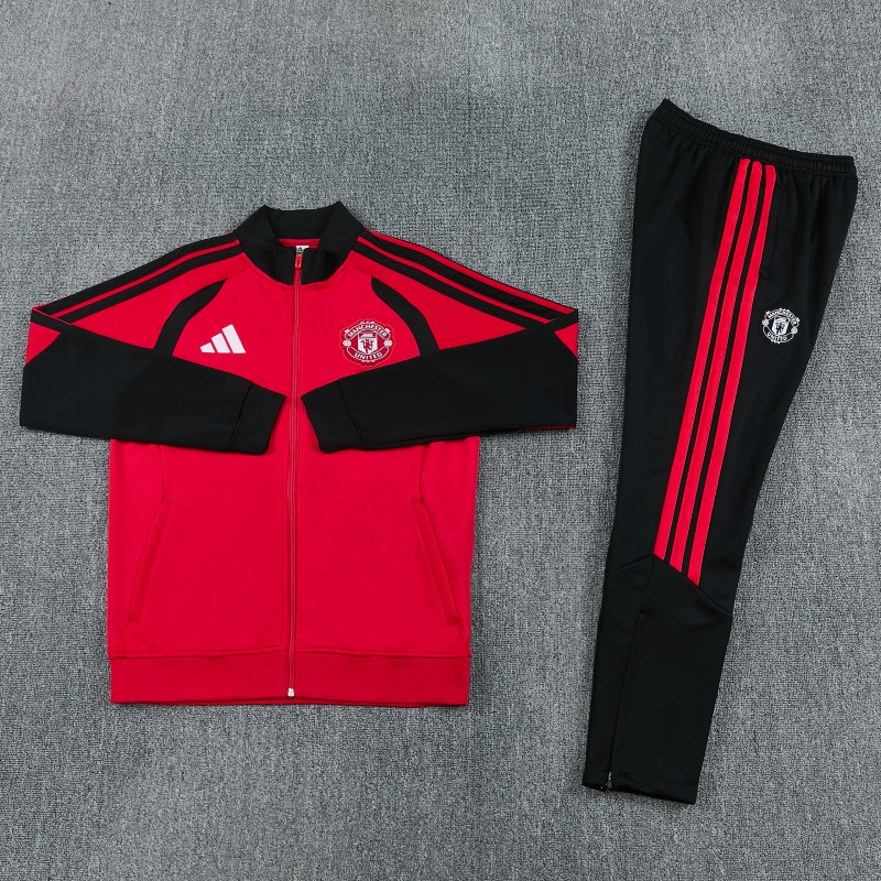 26/27 Manchester United FC  Red Full Zipper Jacket Tracksuit + Long Pants