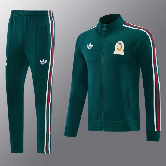 26/27 Mexico  Dark Green Full Zipper Jacket + Long Pants