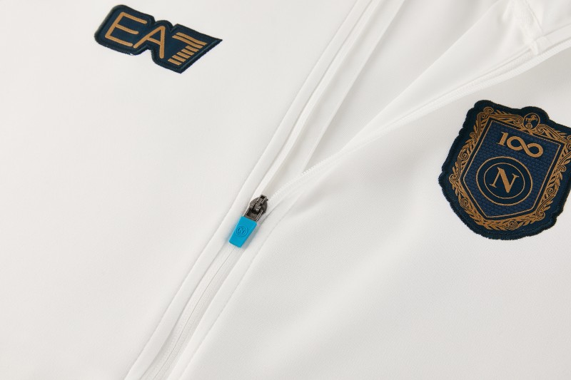 26/27 SSC Napoli  White Full Zipper Jacket Tracksuit + Long Pants