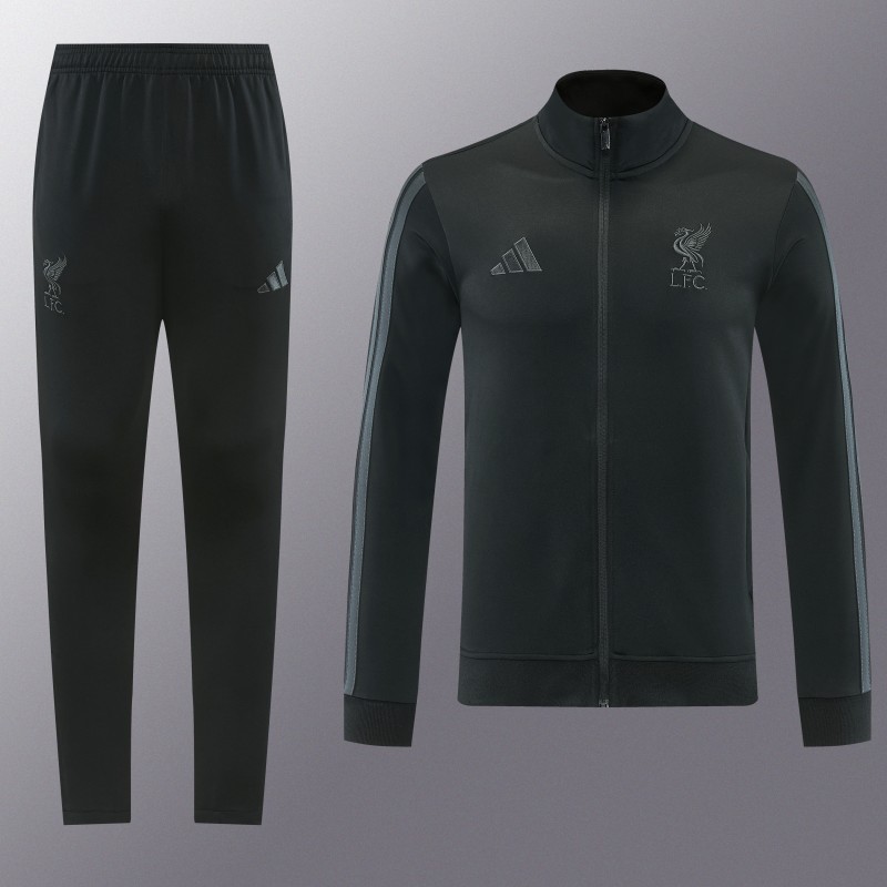 26/27 Liverpool  Black Full Zipper Jacket Tracksuit + Long Pants