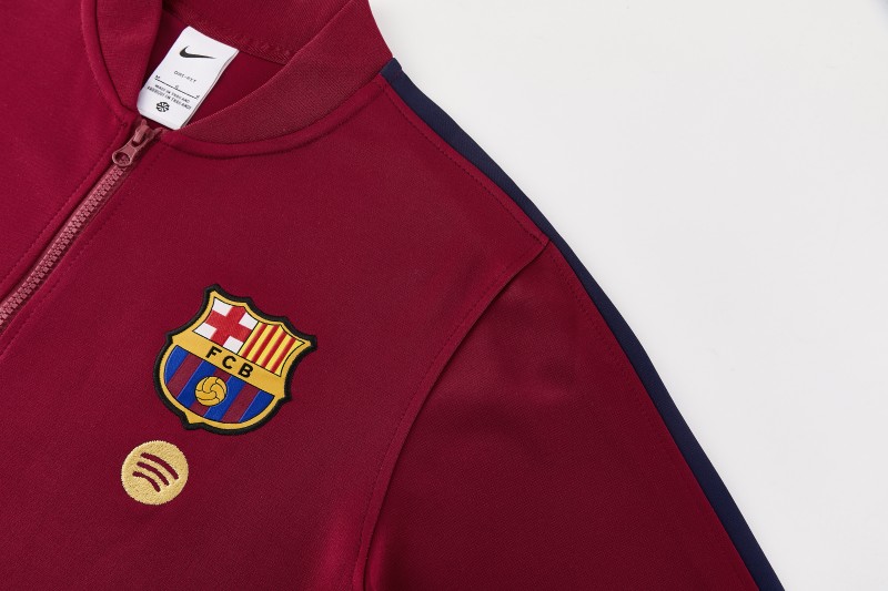 26/27 Barcelona  Dark Red Full Zipper Jacket Tracksuit + Long Pants