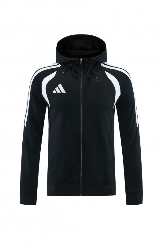 26/27 Adidas M06  Black Full Zipper Hooded Jacket Tracksuit + Long Pants