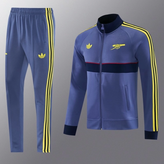 26/27  Arsenal FC Blue Grey Full Zipper Jacket Tracksuit + Long Pants