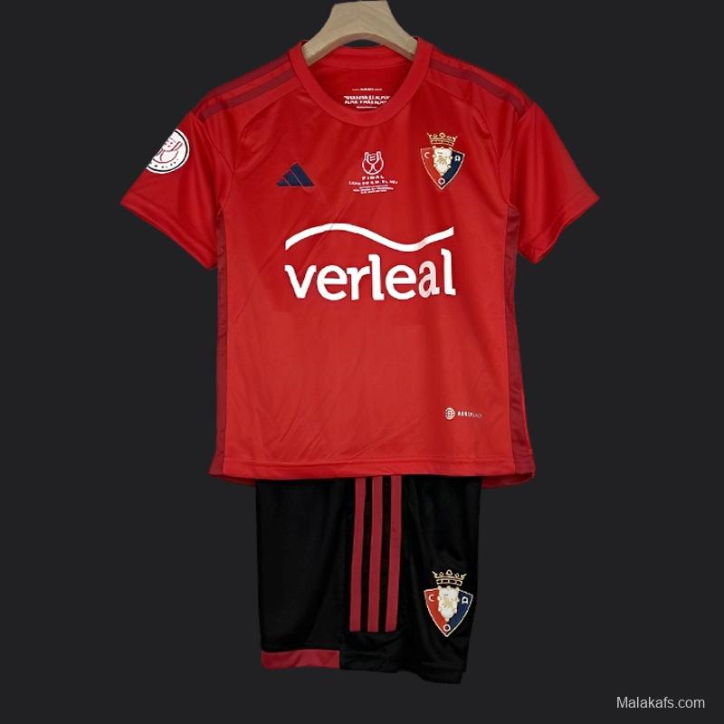 23/24 Kids Osasuna Copa Del Rey Red Jersey Size 16-28 With Full Patches