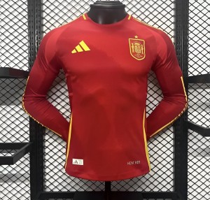 Player Version 2024 Spain Home Long Sleeve Jersey