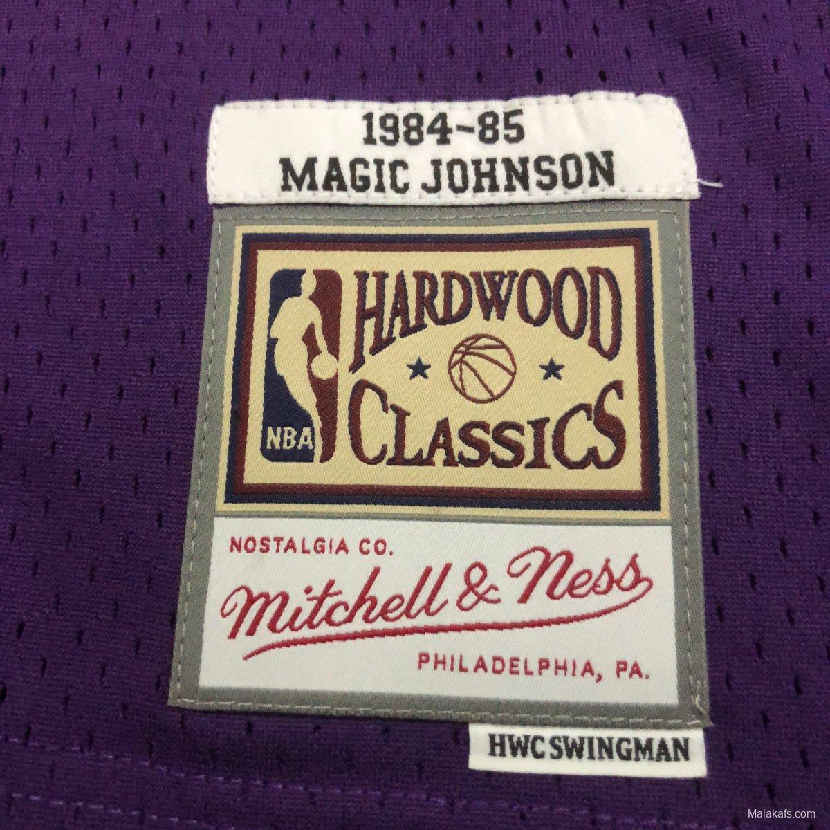 Los Angeles Lakers #32 Magic Johnson Mitchell & Ness1984-85 Hardwood Classics Jersey