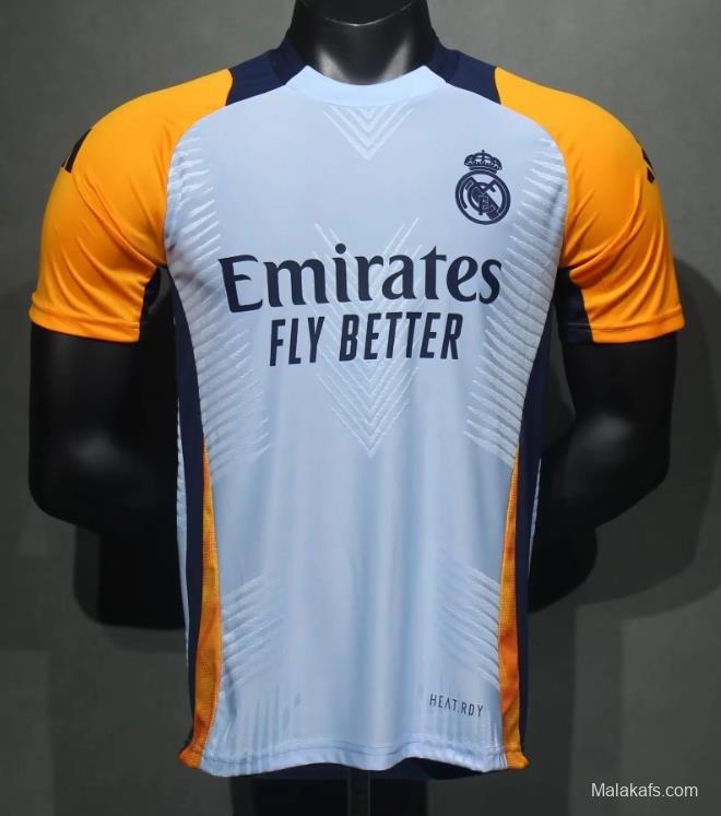 Player Version 24/25 Real Madrid Light Blue/Yellow Pre-Match Jersey