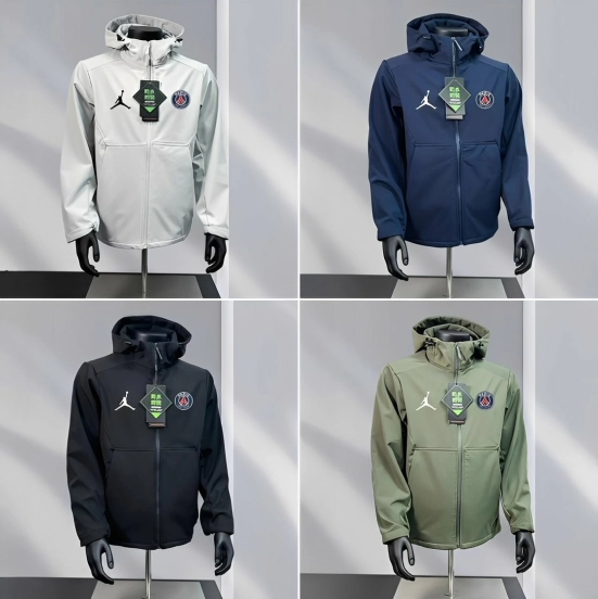 25/26 PSG White/Navy/Black/Olive Green Jordan Hooded Jacket