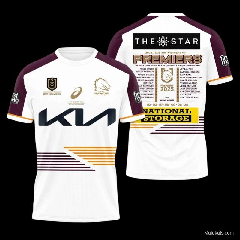 25/26 Brisbane Broncos White with Maroon Sleeves and Diagonal Geometric Stripes  Champion Jersey